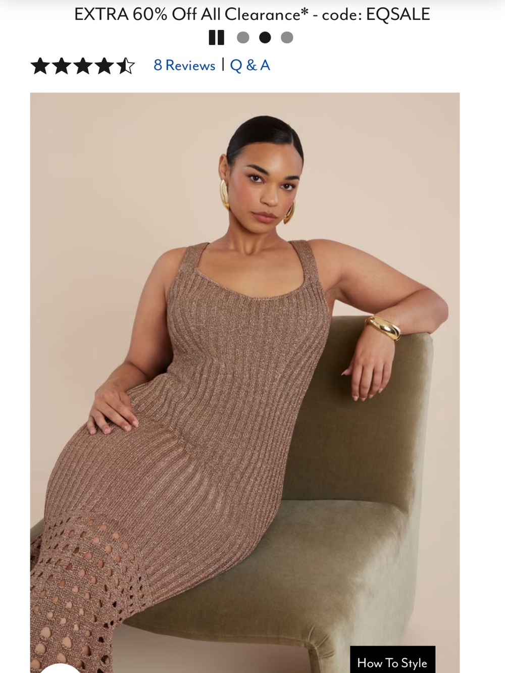 ELOQUII 14/16 Metallic Open Stitch Sweater Dress - NEW WITH TAGS - Picture 3 of 11
